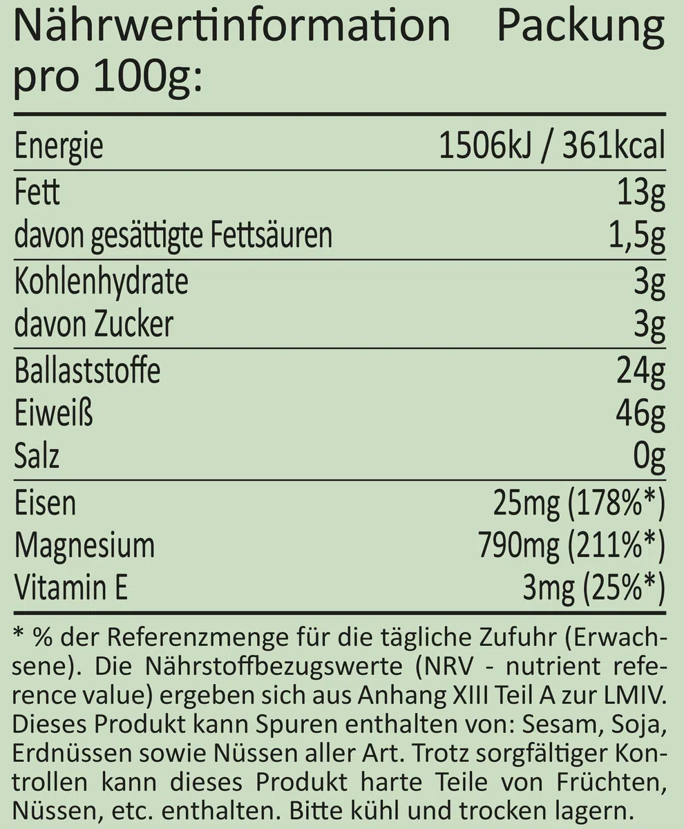 100% Bio Hanf Protein Mehl I Pulver I 50% Eiweiß I vegan I Natur belassen I Kaltgepresst I Erstpressung I nativ I Vorrat I (1 x 20kg)
