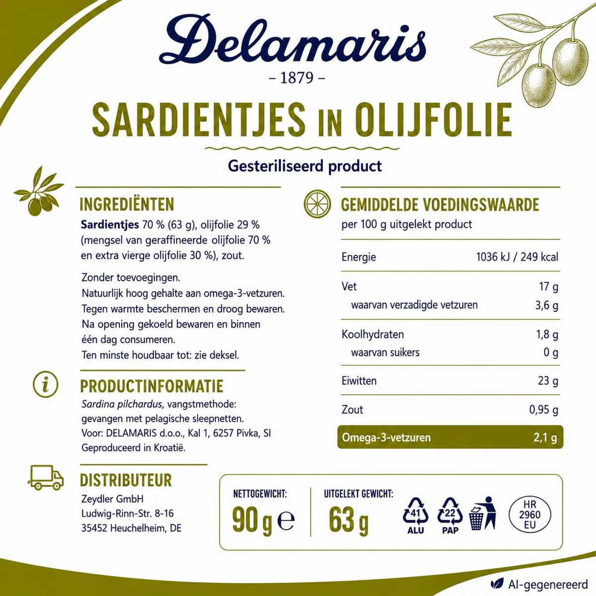 Sardinen in Olivenöl 20x90g 20er-Pack Glutenfrei Omega-3-Fettsäuren