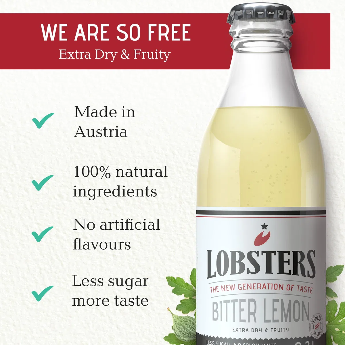 Lobsters Bitter Lemon 24 x 0,2l Dry Fruity Cocktail Mix Vodka Lemon Lemon Spritz