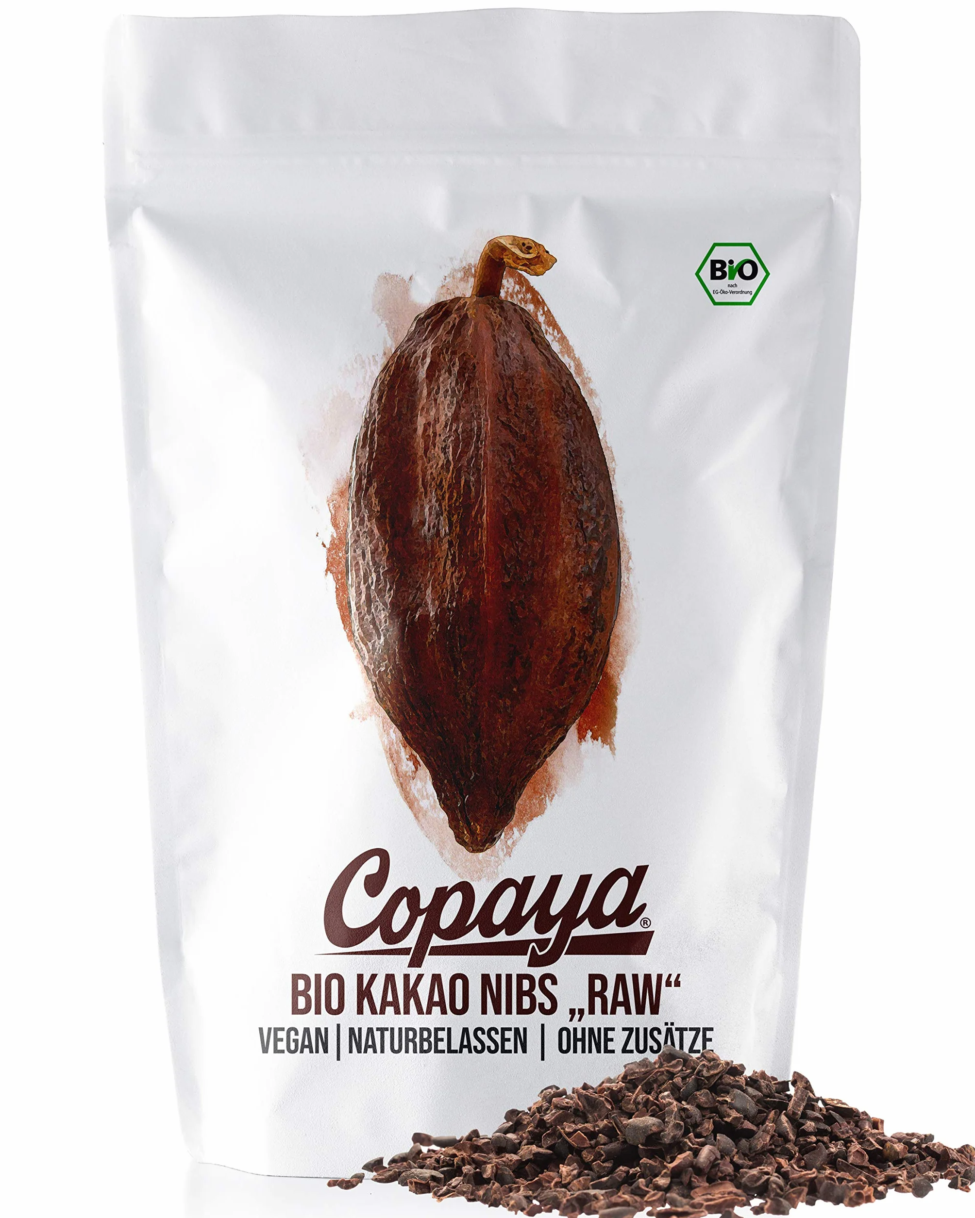 Copaya Bio Kakao Nibs Roh 1000g Ungeröstet Ungesüßt
