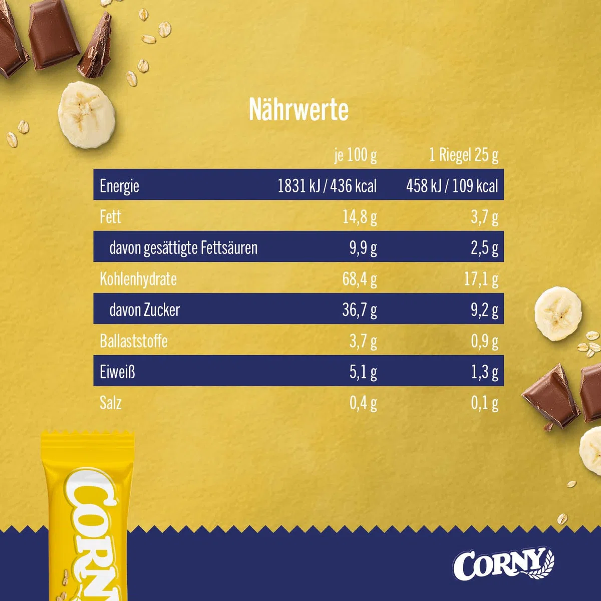 Corny Classic Schoko-Banane Müsliriegel 100er-Vorratspack 100 x 25 g