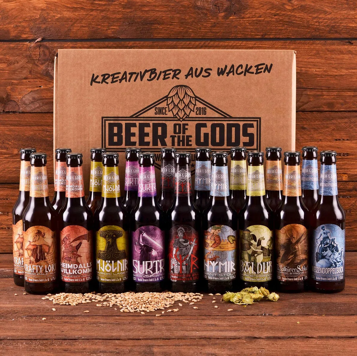 WACKEN BRAUEREI Craft Beer Box 20 x 0,33 l verschiedene Sorten Viking Craftbeer Set Geschenk für Männer