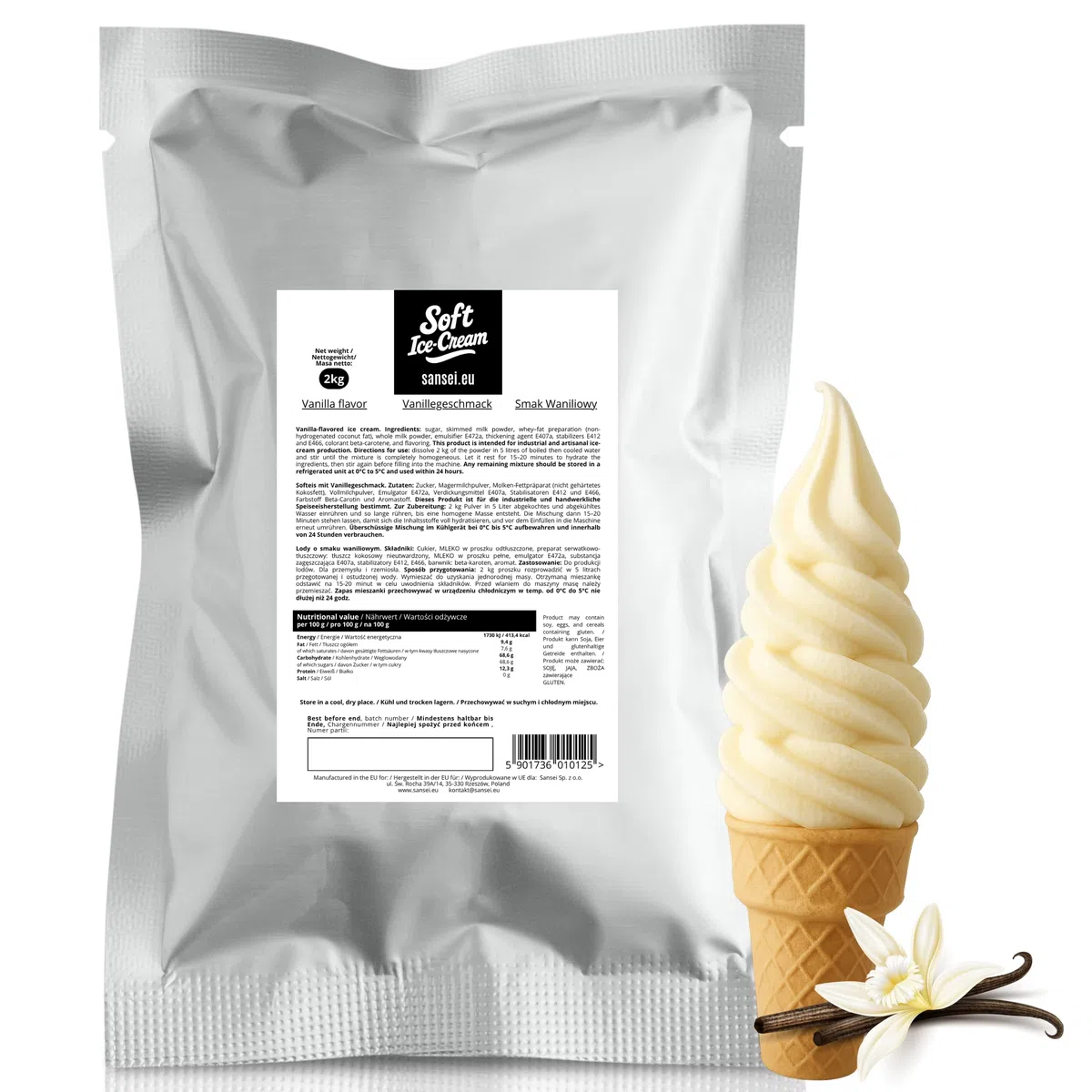 Sansei Soft-Eis Pulver Vanille 2 kg