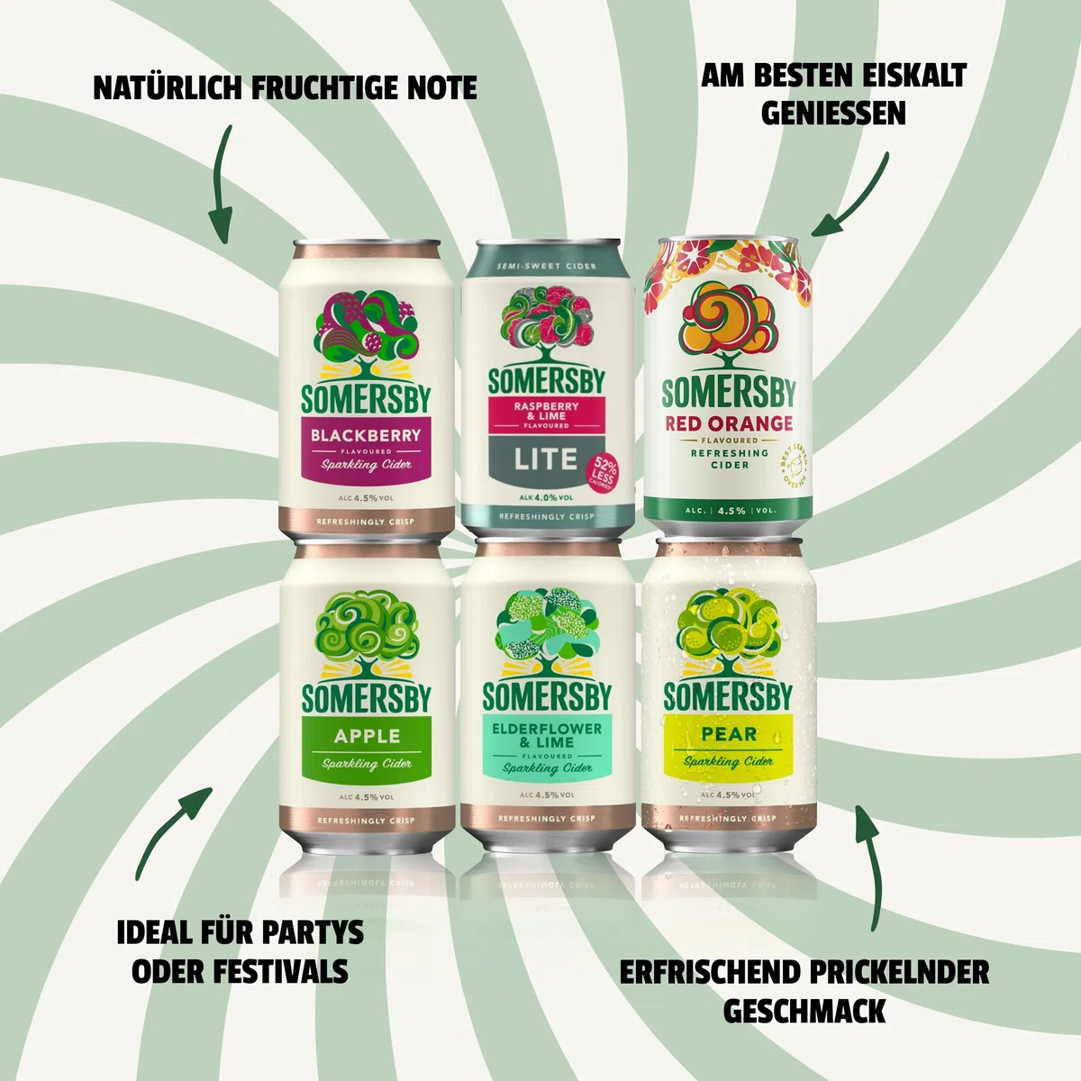 Somersby Cider Mix 6 Sorten 24 x 0,33 Liter Dosen 4,5% Vol. Fruit Cider Set