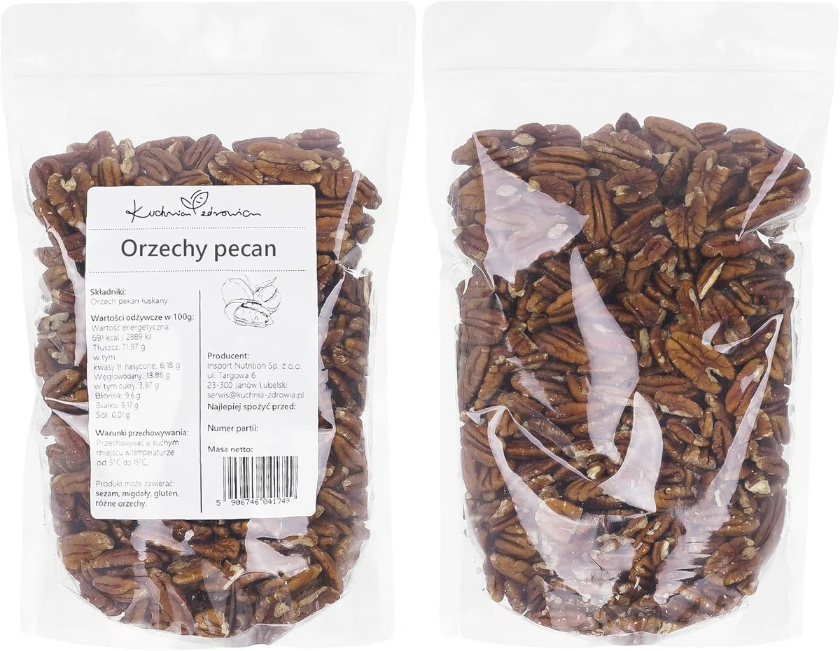 Pekannüsse ganz ohne Zusätze 1 kg – Mild-nussiger Geschmack – Ideal zum Backen, Knabbern & für Müsli – Naturbelassen & Vegan – KUCHNIA ZDROWIA