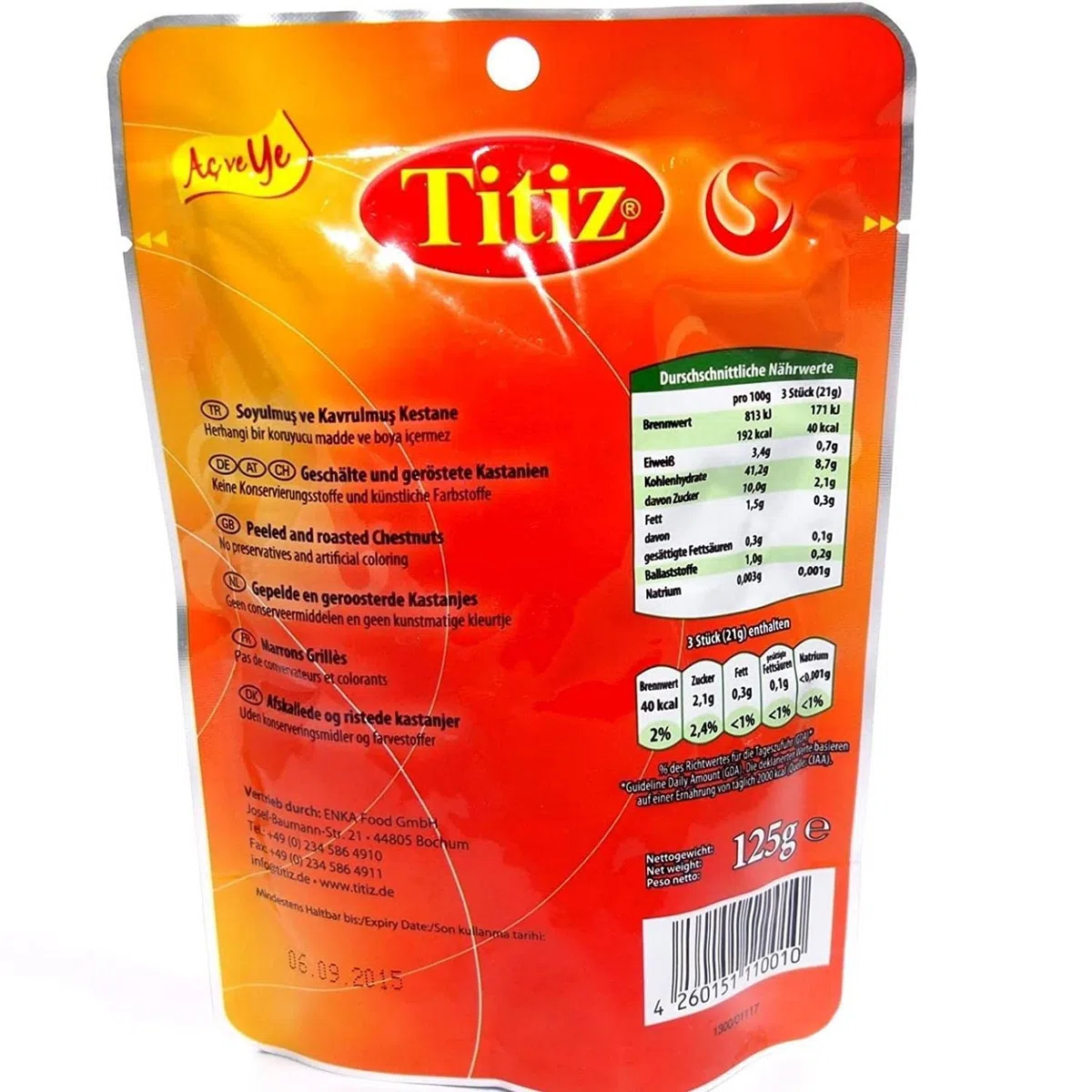 Titiz Gekochte Esskestanien Maronen Edelkastanien 24x125g Partypaket Vegan Ungesüßt Glutenfrei