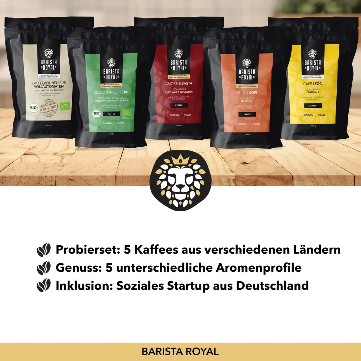 Kaffee Danke Geschenkset 5 x 100g Kaffeebohnen Probierset