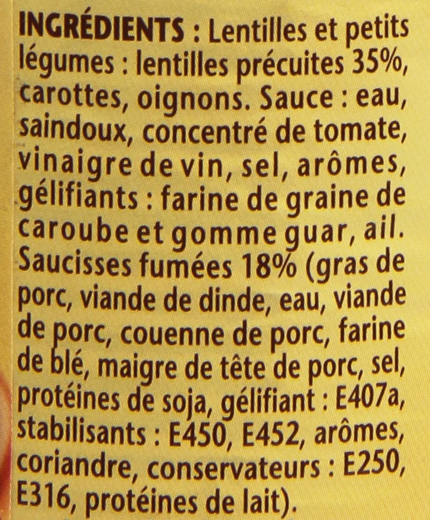 William Saurin Würste mit Linsen 420 g 6 Stück
