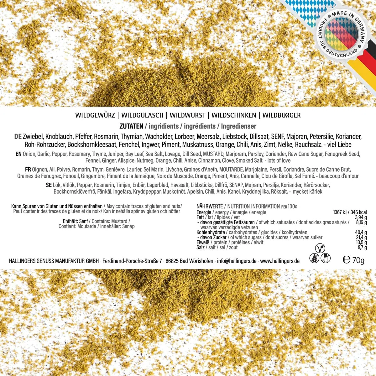 Hallingers Genuss Manufaktur Gewürz Jäger-Geschenk-Set - 5 Gewürze aus aller Welt in wertiger Geschenkbox mit Rezept-Booklet "Waidmannsheil", Jagd-Geschenkidee für Jäger