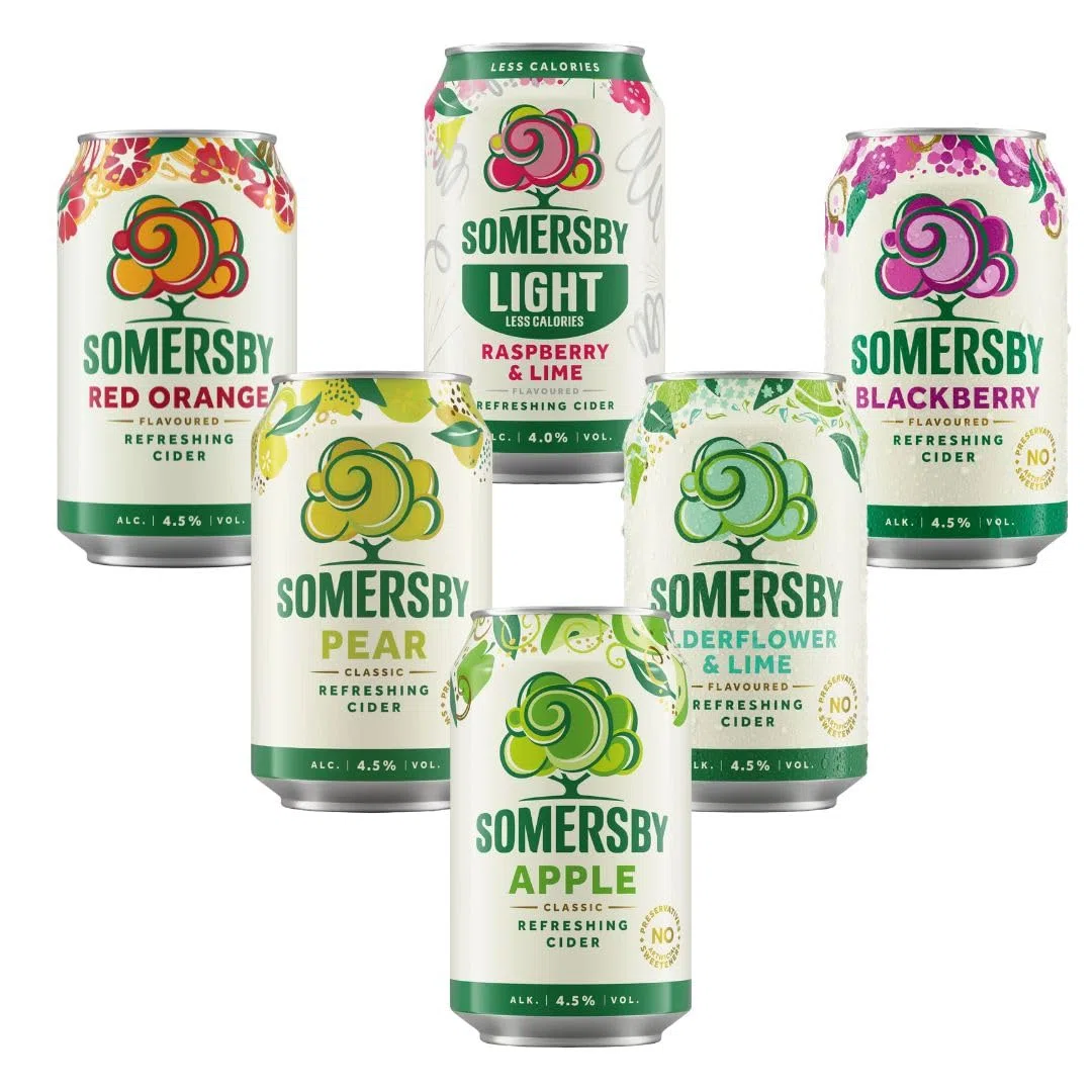 Somersby Cider MEGA MIX Pear Red Rhubarb Blackberry Elderflower Lime Blueberry Apple 4,5% Vol. 24 x 0,33 l
