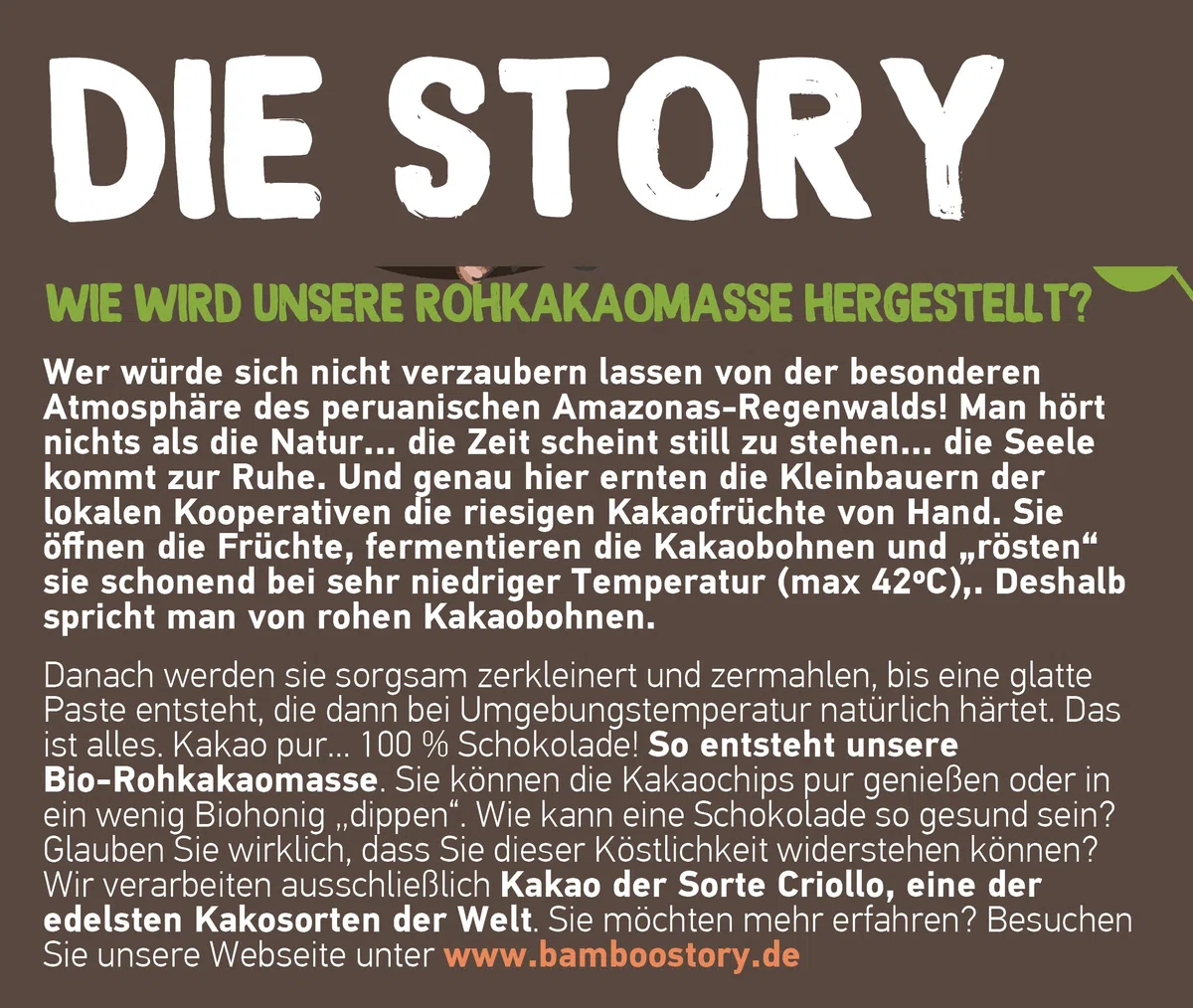 BAMBOO STORY Kakaomasse Drops Criollo Bio 100% Kakao Ohne Zuckerzusatz 900 g Single Origen Peru