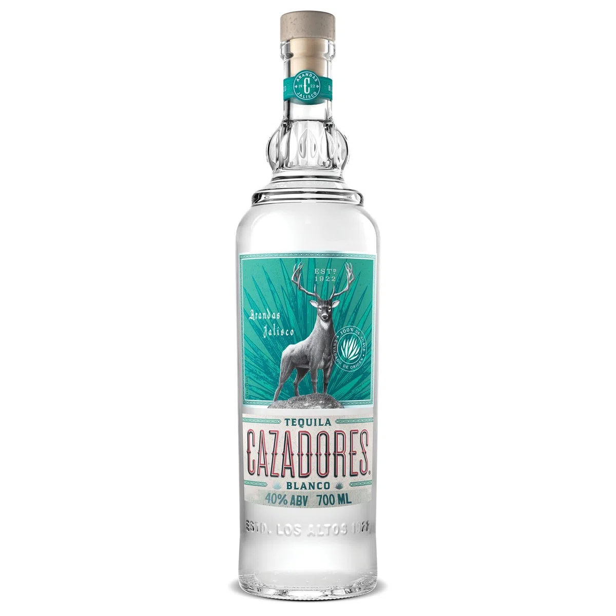 CAZADORES Tequila Blanco, 40% Alkoholgehalt, 70cl / 700ml, Doppelt Destillierter Alkohol aus 100% Blauer Weber-Agave