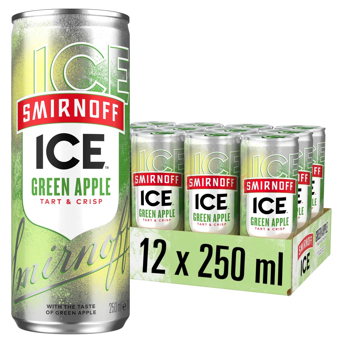 Smirnoff Ice Green Apple 12 x 250ml Dosen Premium Vodka Mixgetränk 10% Vol. Alkohol
