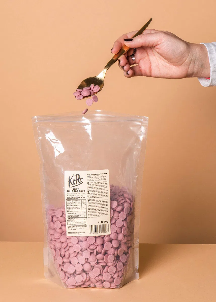 KoRo Ruby Drops 1 kg 34,4% Kakaoanteil Rosa Backzutat
