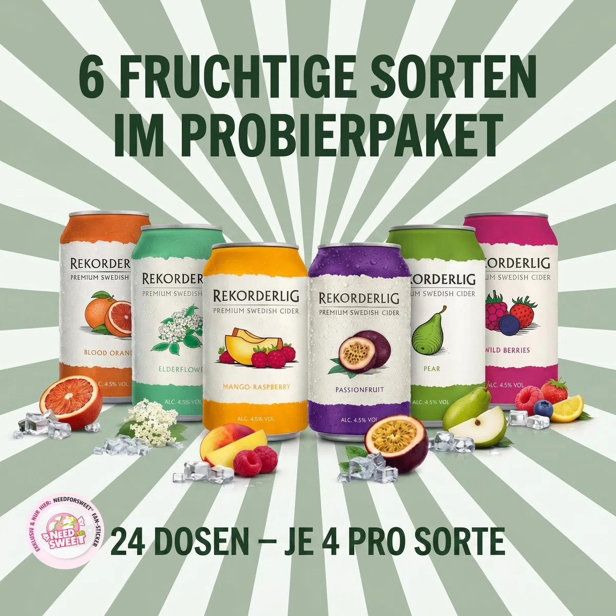 Rekorderlig Mango Raspberry Cider 24 x 0,33 l Dosen Vorratspack – Schwedischer Premium Fruit Cider 4,5% Vol.