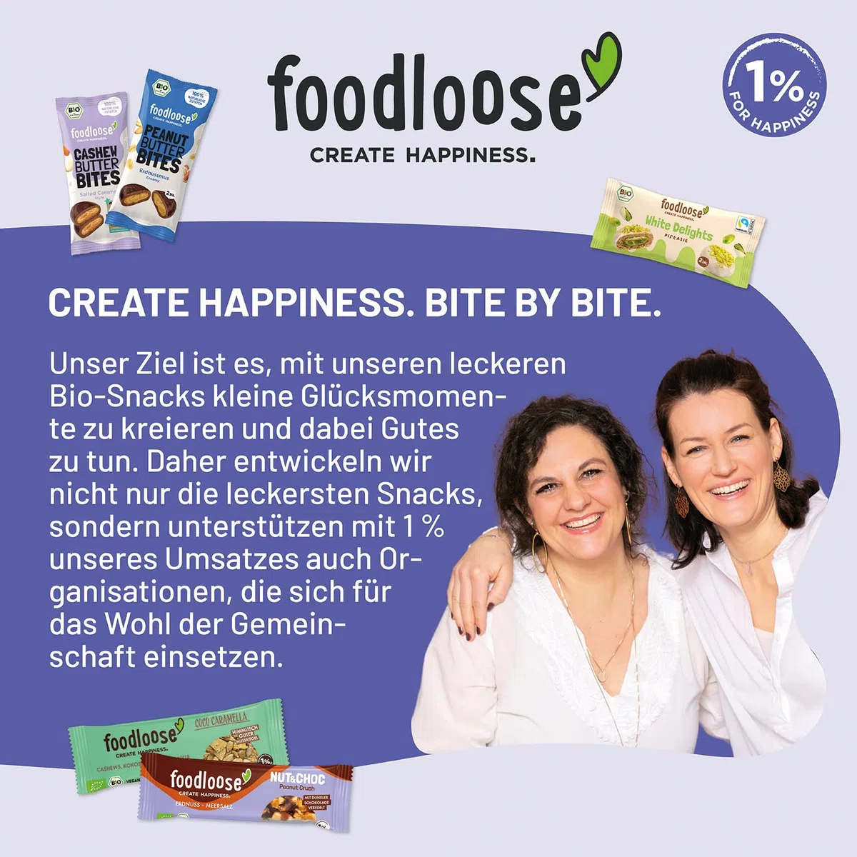 foodloose Bio-Nussriegel Probierpaket | Vegane, laktose- und glutenfreie Bio-Riegel ohne raffinierten Zucker | Großpackung mit 4 verschiedenen Sorten (24 Riegel x 35g)
