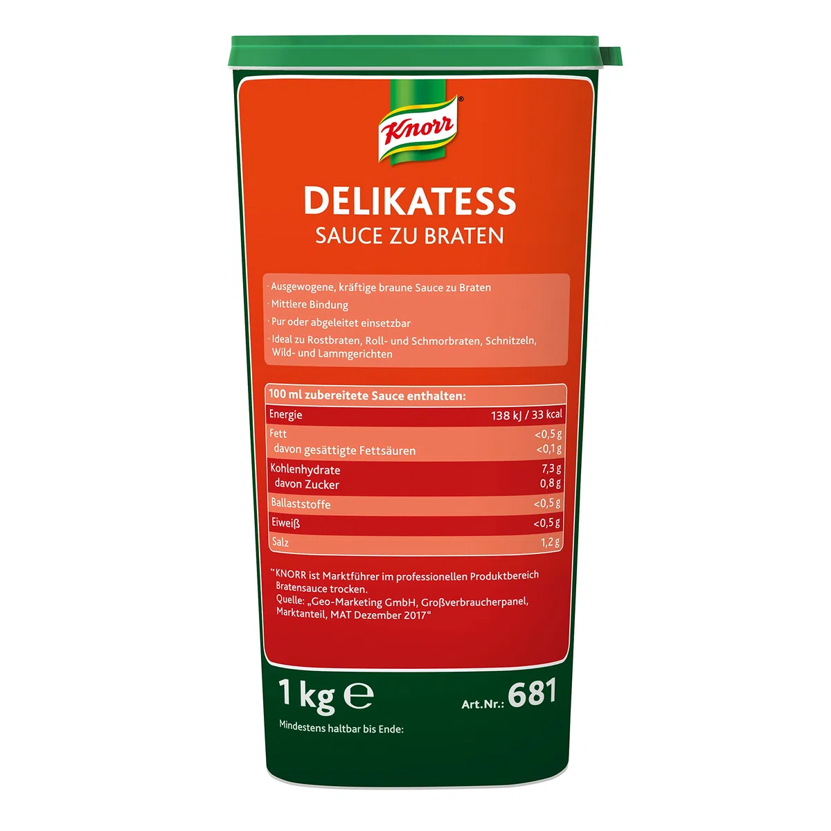 Knorr Delikatess Sauce zu Braten (pur als Bratensoße, Soßenbinder und zum Verfeinern), 1er Pack (1 x 1 kg)