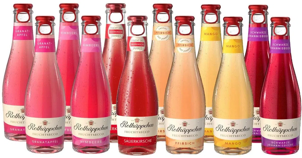 Rotkäppchen Fruchtsecco Set Himbeere Granatapfel Holunderblüte Pfirsich Mango Schwarze Johannisbeere 12 x 0,2l
