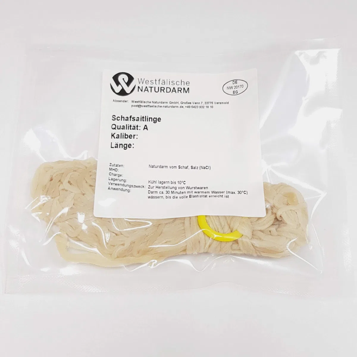 Schafsaitling 1A alle Kaliber 10-90m Naturdarm vom Schaf - frisch verpackt - Schafsdarm Saitling (Kaliber 20/22, Länge: 50m)