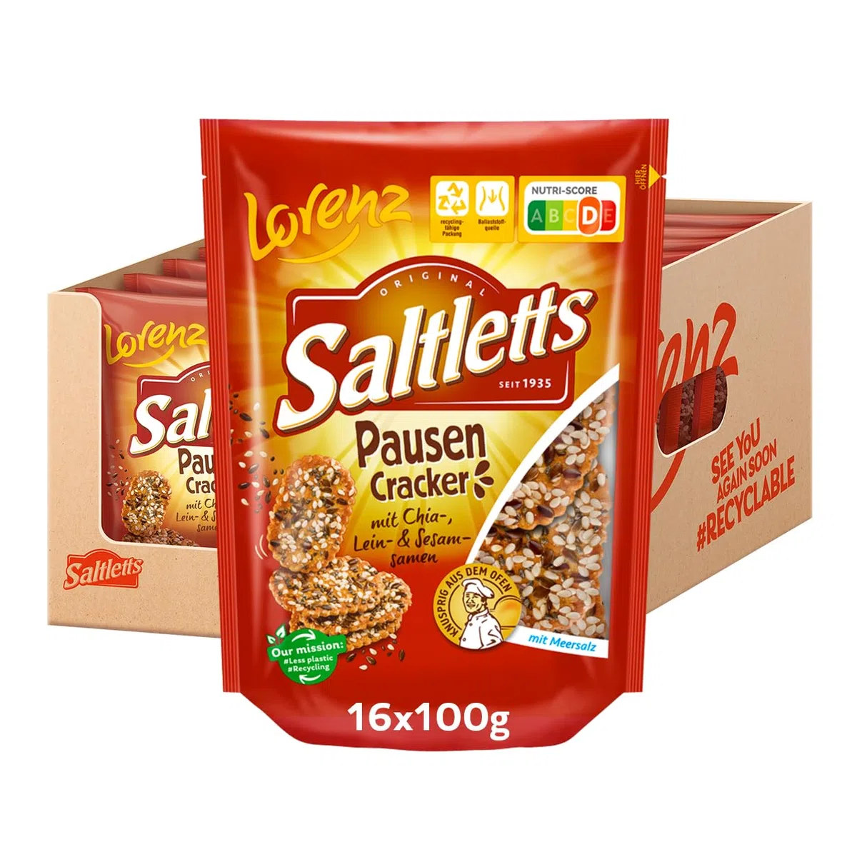 LORENZ Saltletts Pausen Cracker 16 x 100 g vegan